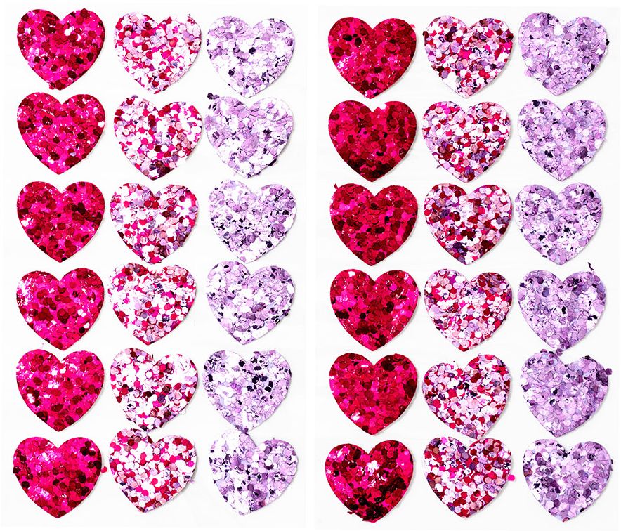 Pastel Glitter Heart Stickers