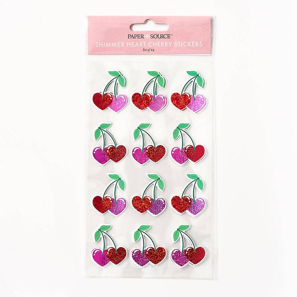 Shimmer Heart Cherry Stickers