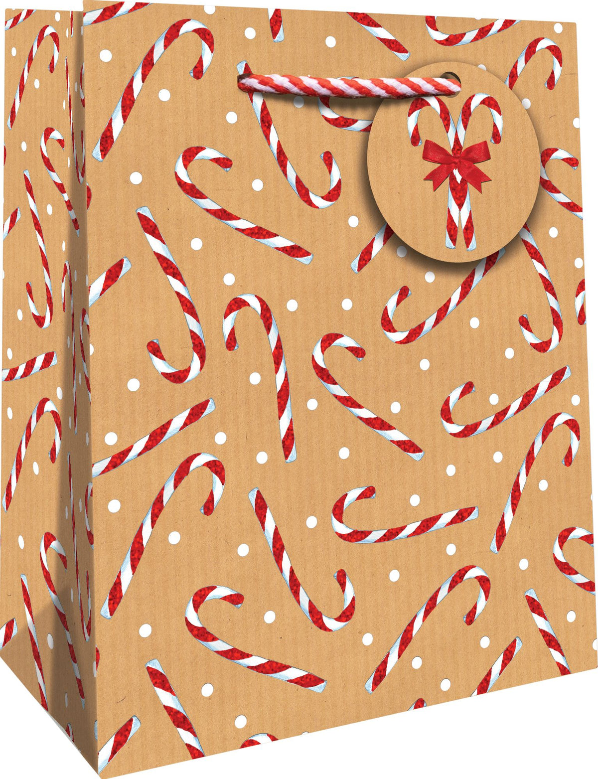 Candy Cane Glitter Medium Gift Bag | Paper Source