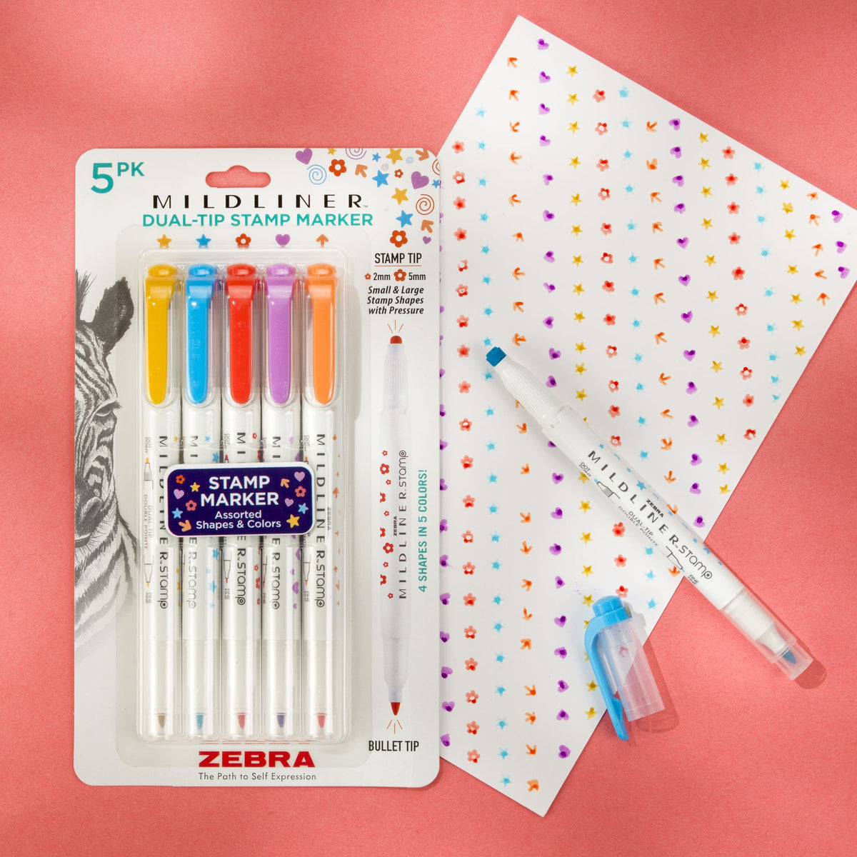 Mildliner Dual-tip Stamp Markers Set of 5