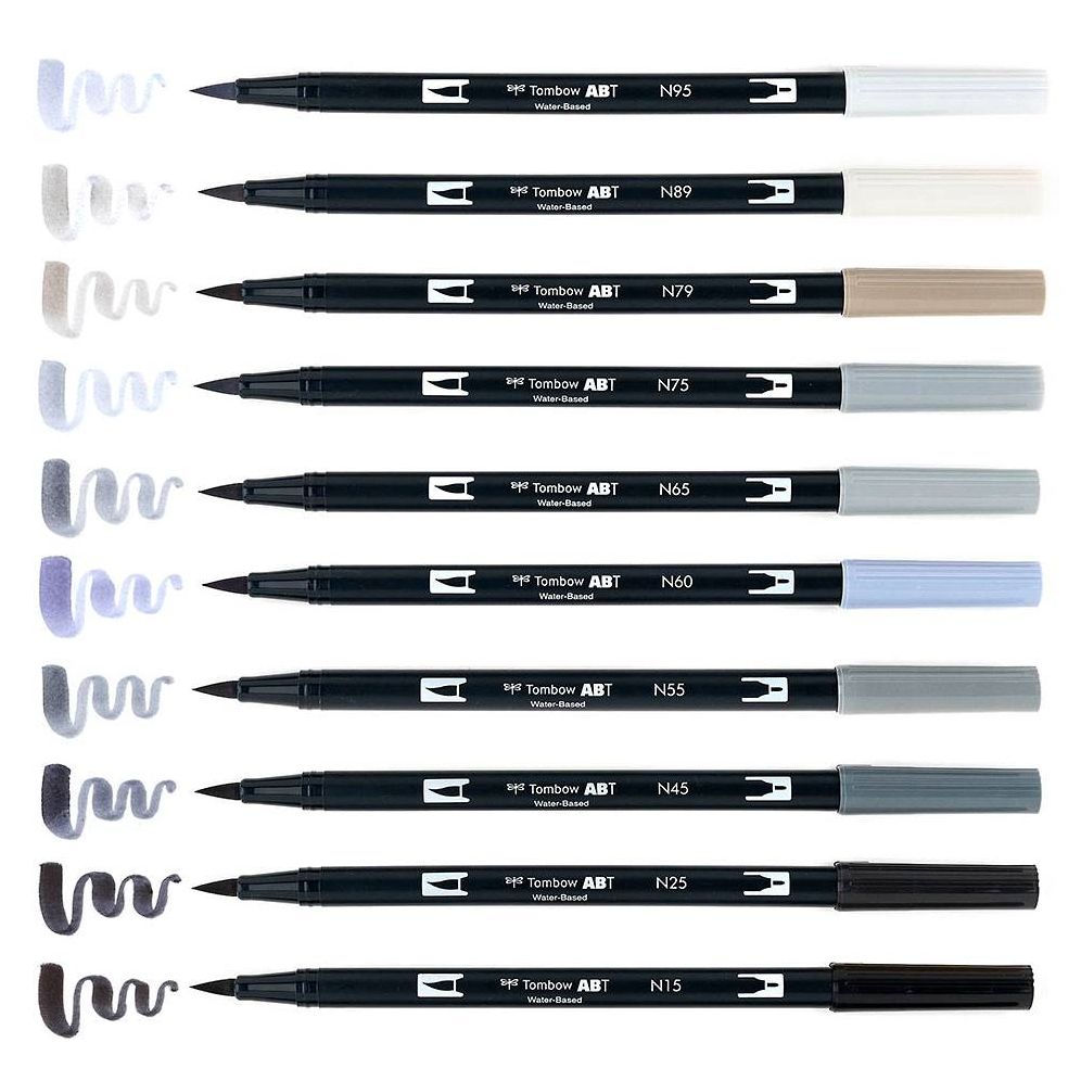 Grayscale Dual Brush Pens