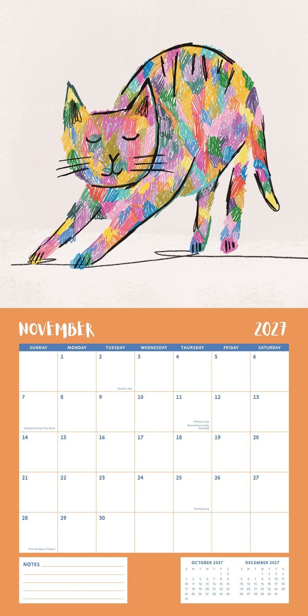 2027 Wall Calendar - Niaski Cats
