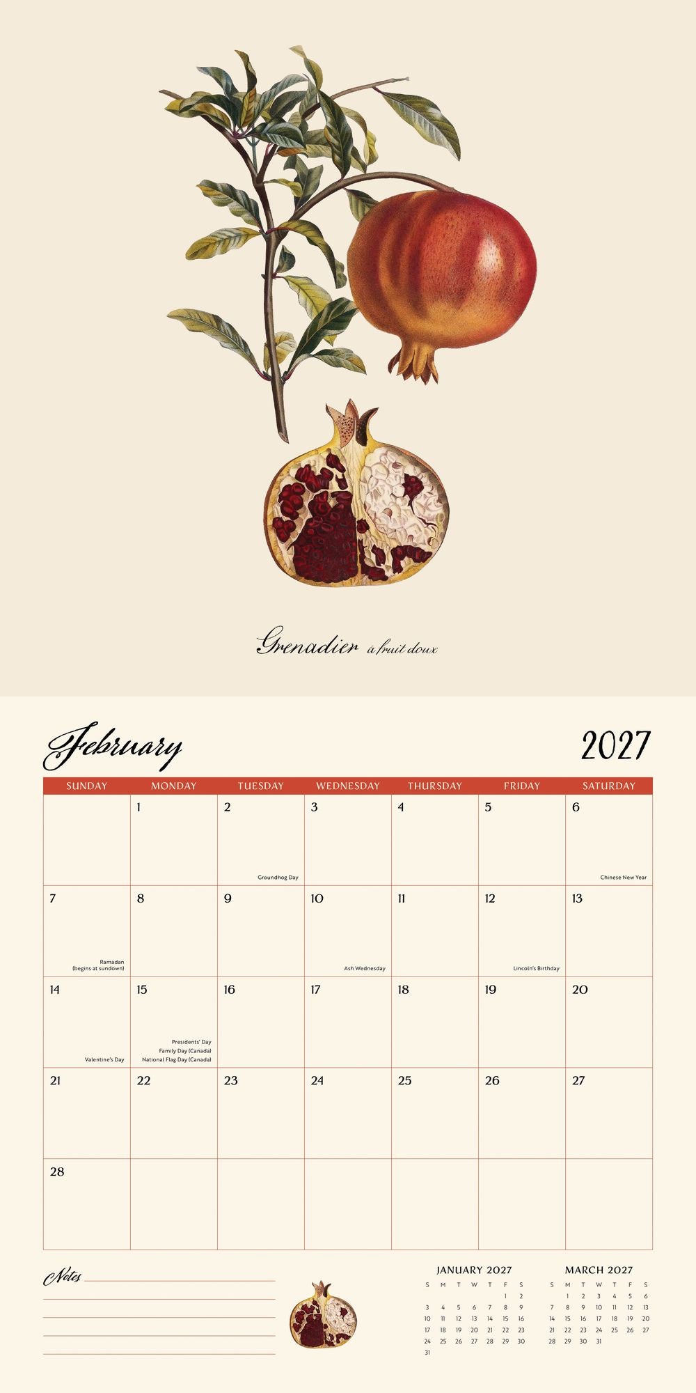 2027 Wall Calendar - Dybdhal Co. Fruits