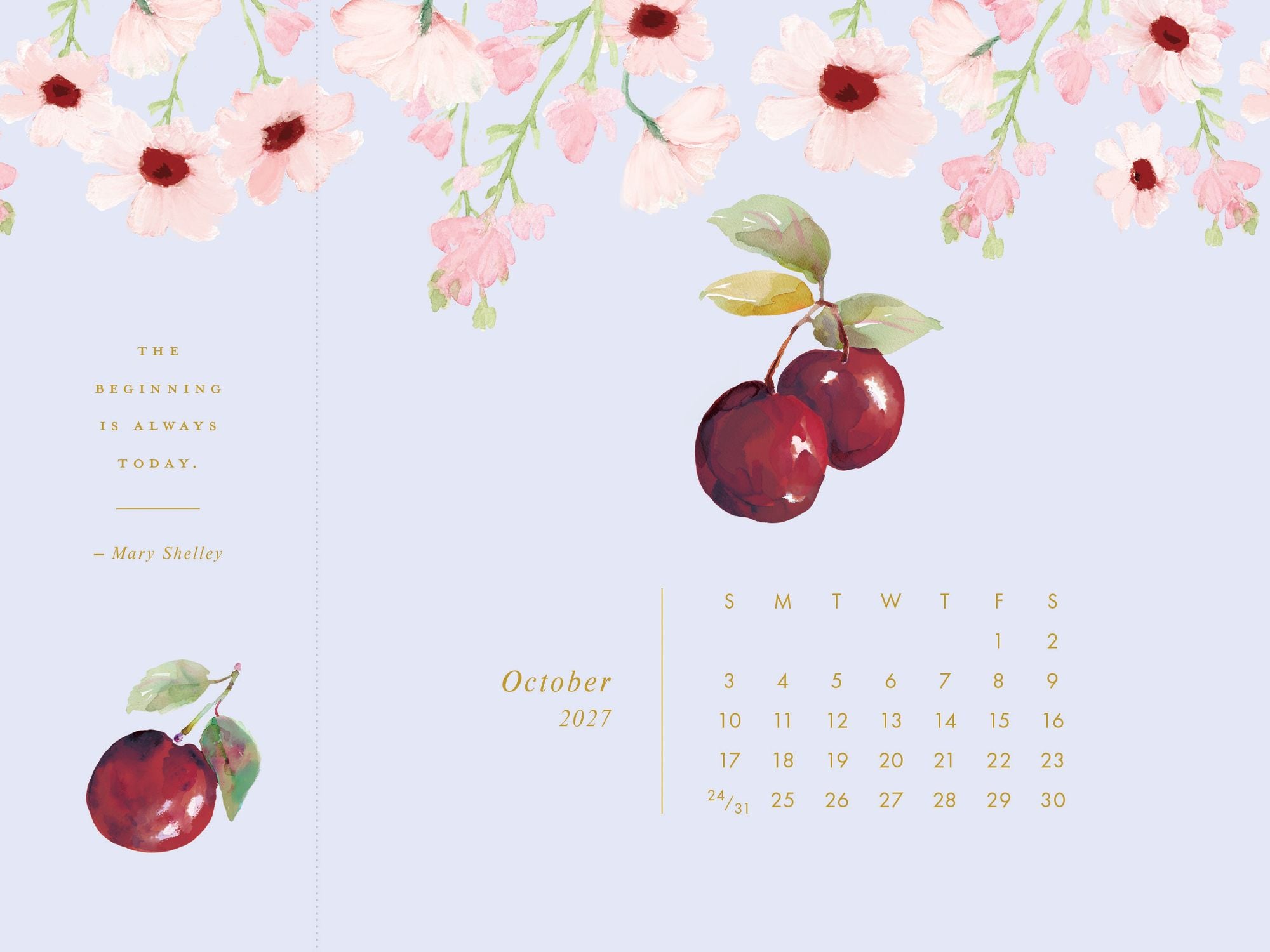 2027 Desk Calendar - Detachable Bookmark Format Bookmark Calendar