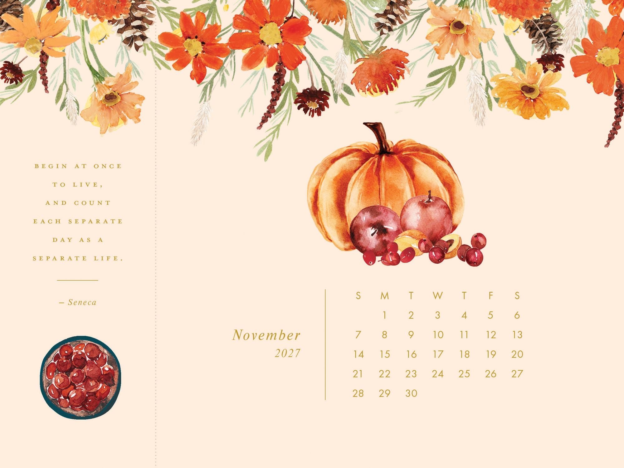 2027 Desk Calendar - Detachable Bookmark Format Bookmark Calendar