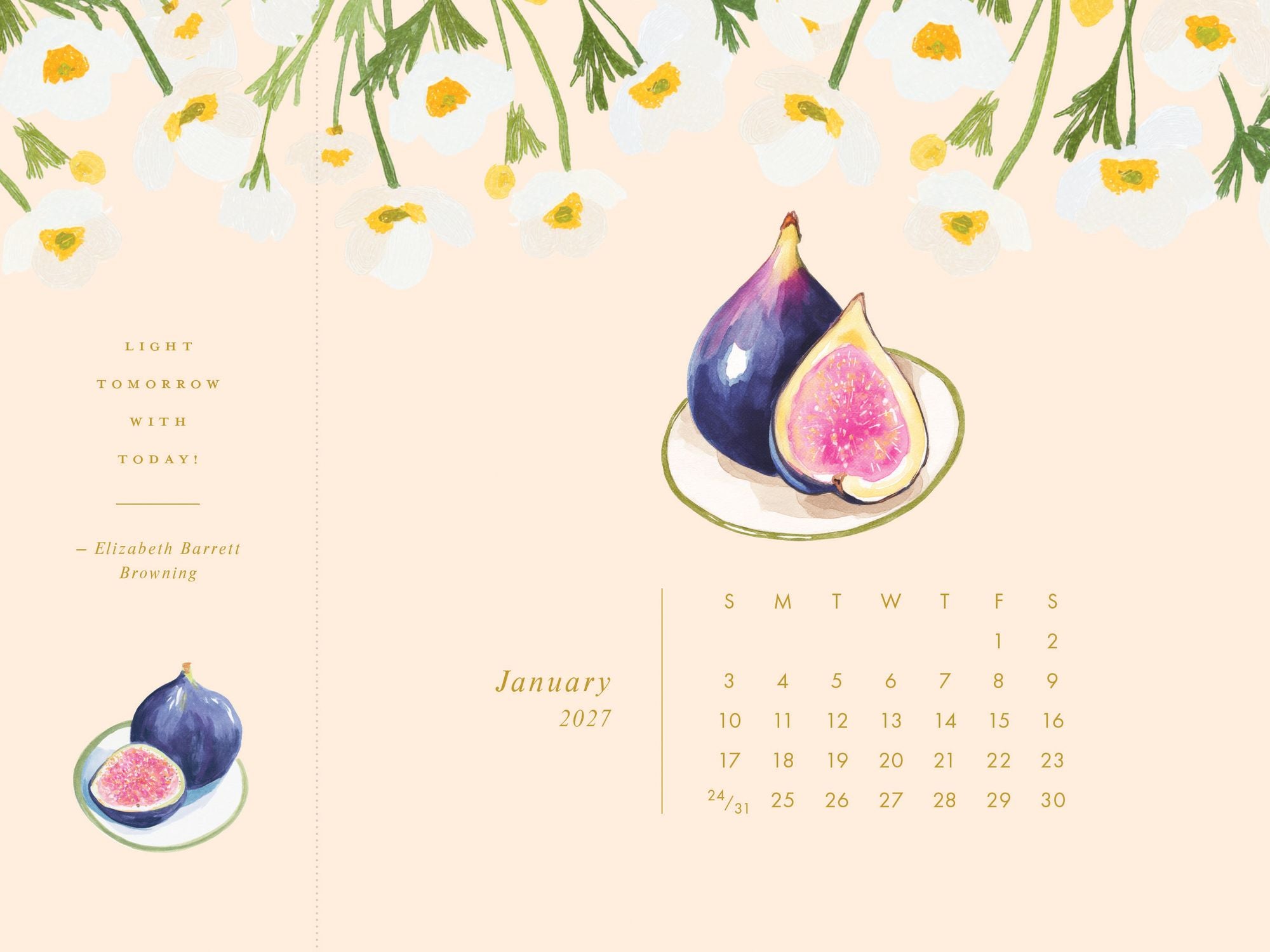 2027 Desk Calendar - Detachable Bookmark Format Bookmark Calendar