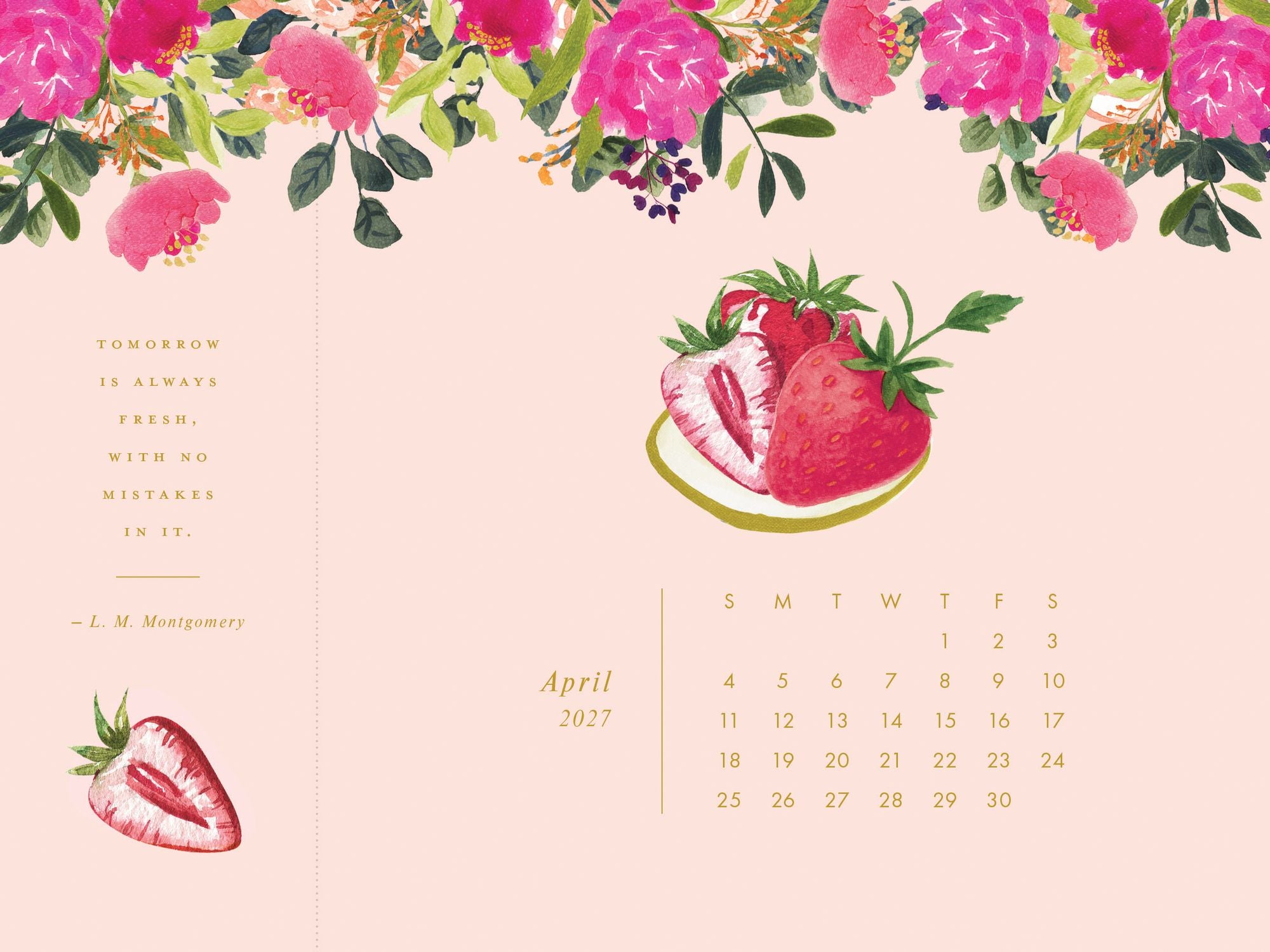 2027 Desk Calendar - Detachable Bookmark Format Bookmark Calendar