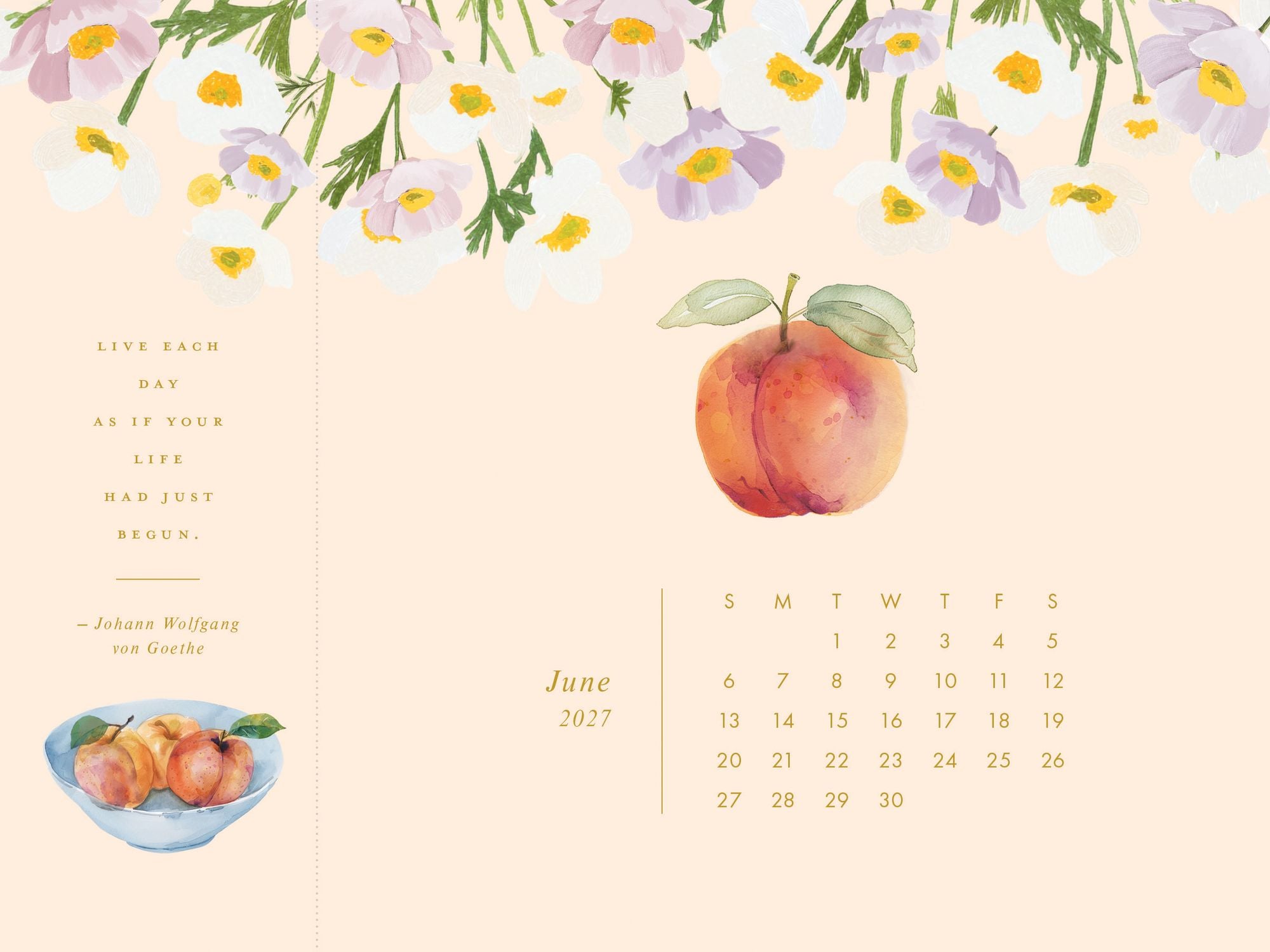 2027 Desk Calendar - Detachable Bookmark Format Bookmark Calendar