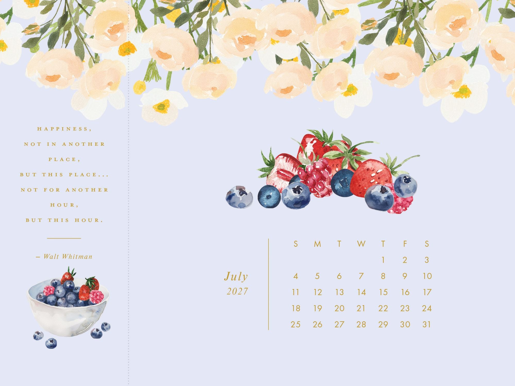 2027 Desk Calendar - Detachable Bookmark Format Bookmark Calendar