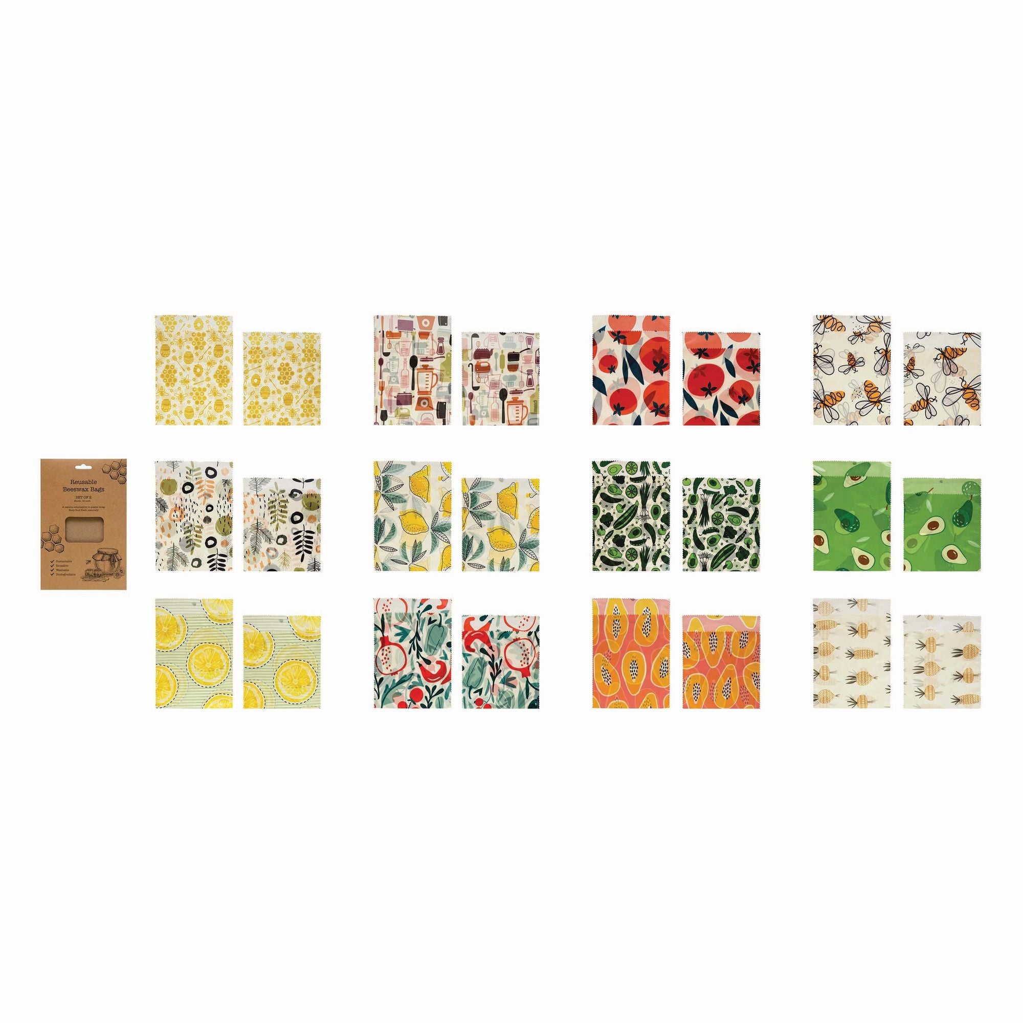 Reusable Beeswax Food Bag Set of 2