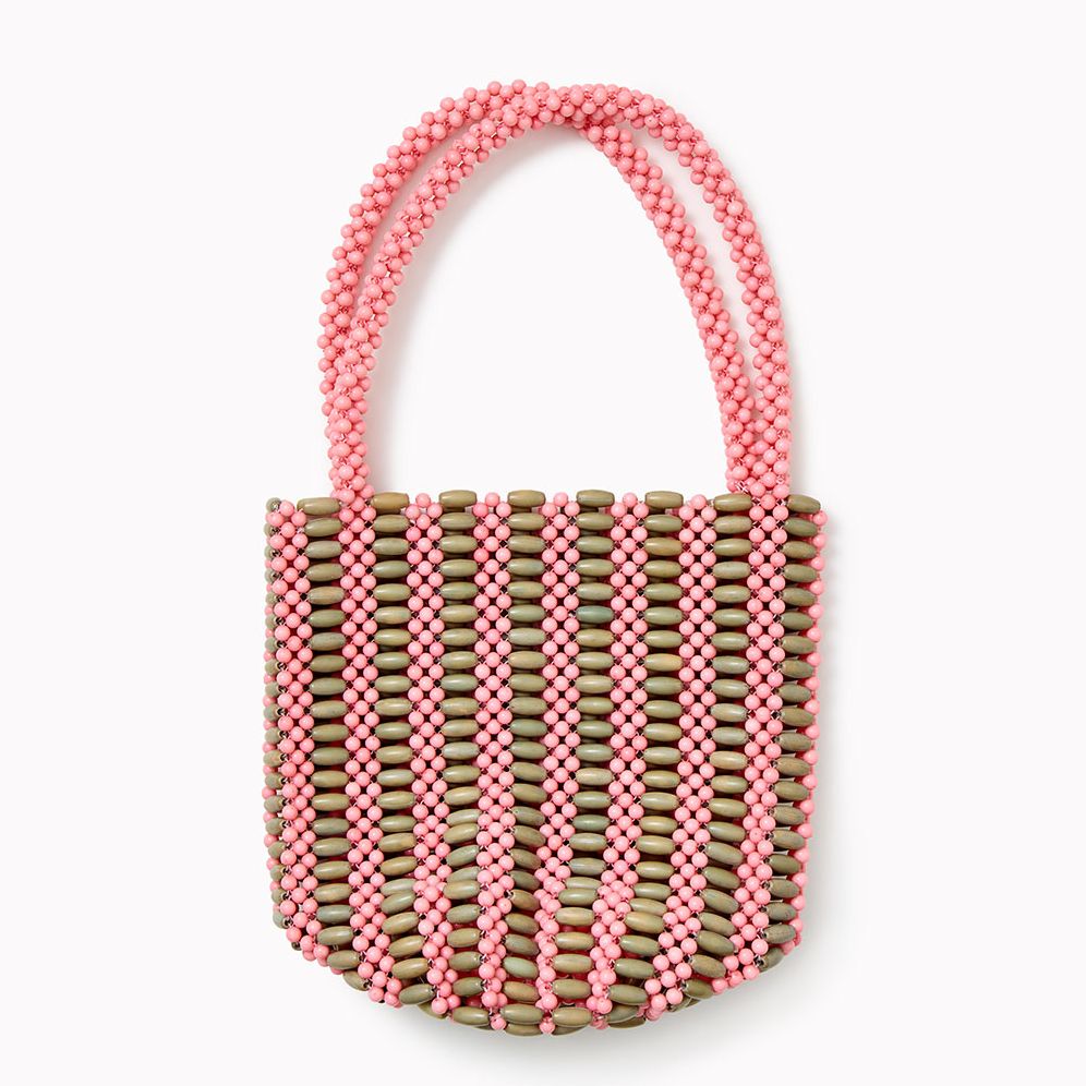 Handmade Acrylic Beaded Two-Tone Handbag with Stripes | Paper Source
