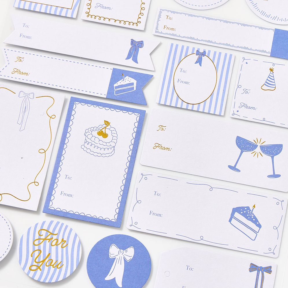 Blue Bow Gift Labels