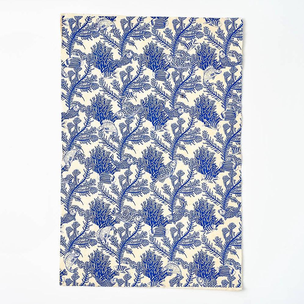 Sea Life On Blue Handmade Paper