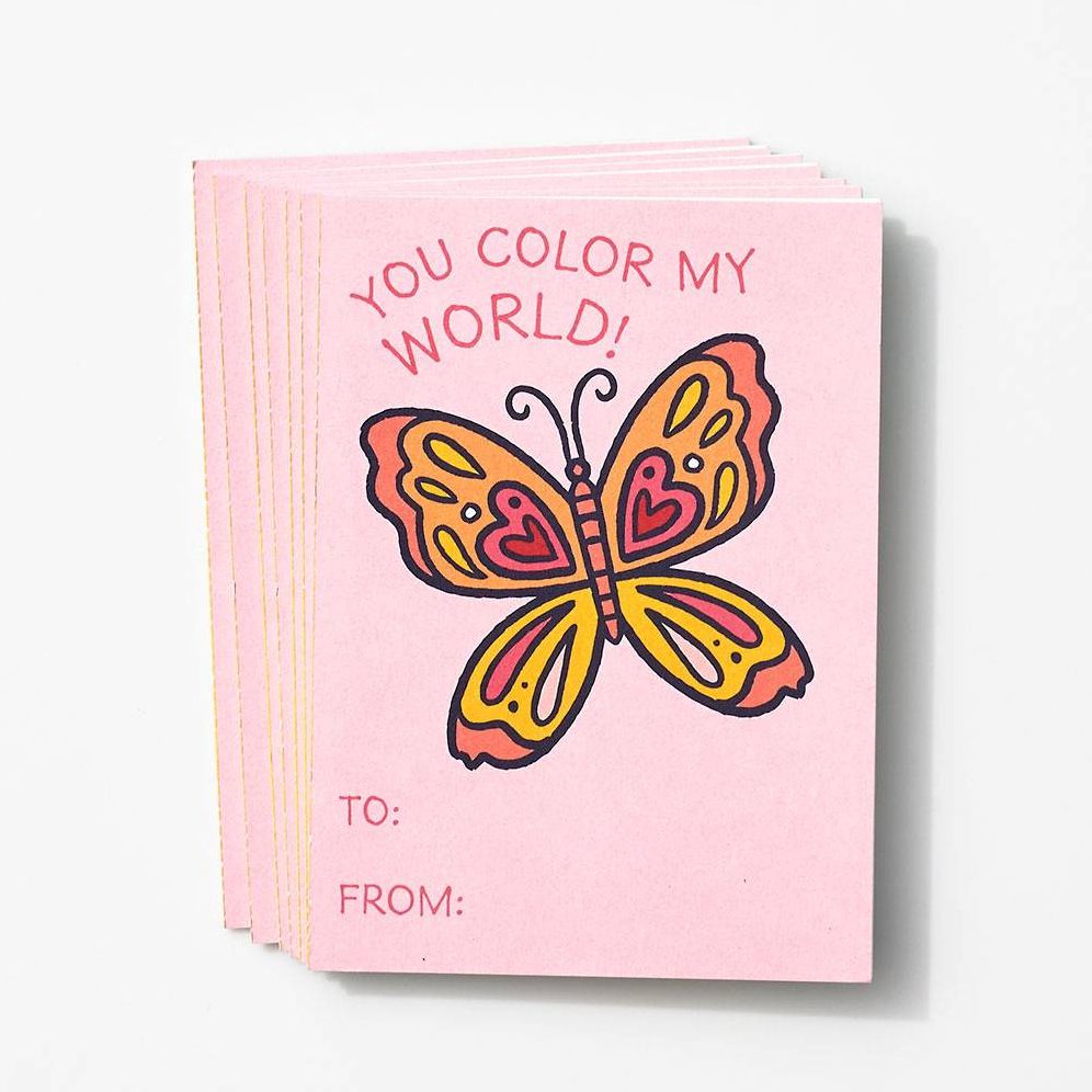 Butterfly Coloring Valentine Card Set