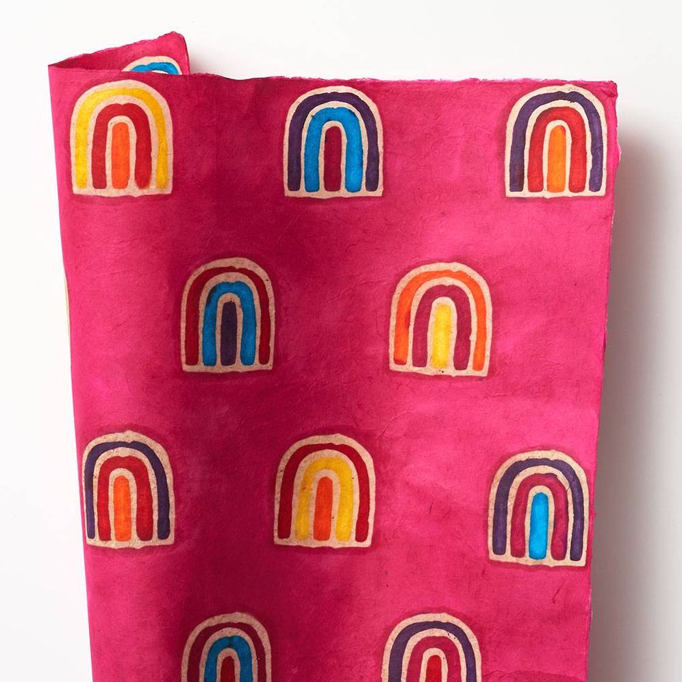 Rainbows on Magenta Handmade Paper