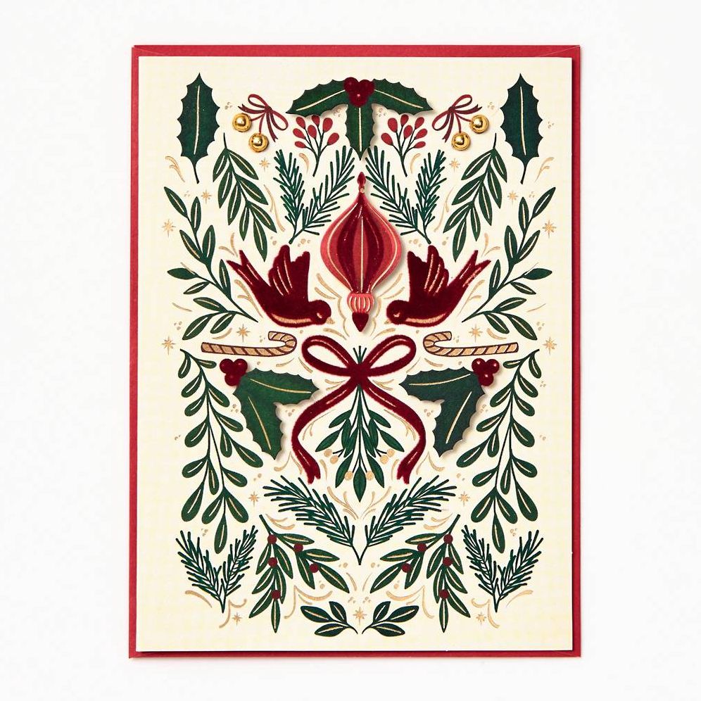 Christmas Elegant Greenery Birds Stationery Set