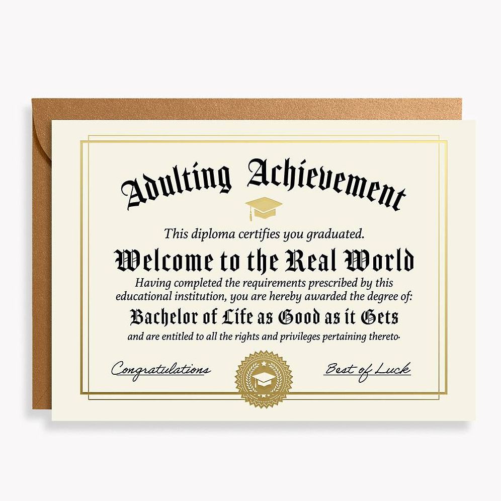 high school grad cards Adulting Diploma Graduation Card Artist_PLANETA Welcome to the Real Magnificent Monsters is almost Size:6.3*8.8 cm (R3 Rounded Corners)(Double sided same design) (SZ#ZPYK0OL)