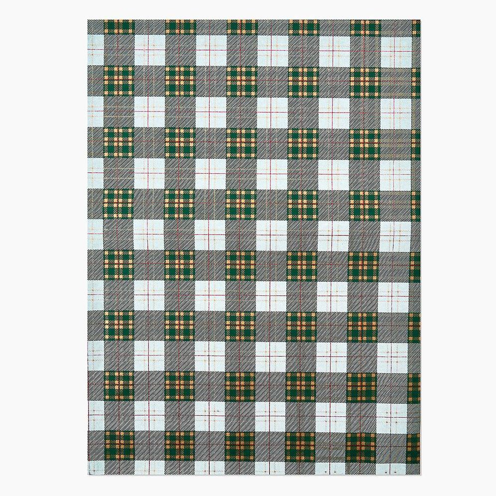 Green and Gold Foil Plaid Handmade Paper