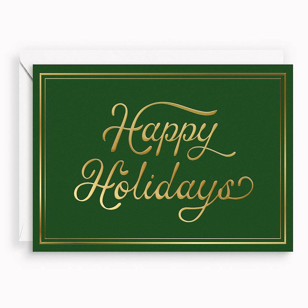 Happy Holidays Vintage Script Card