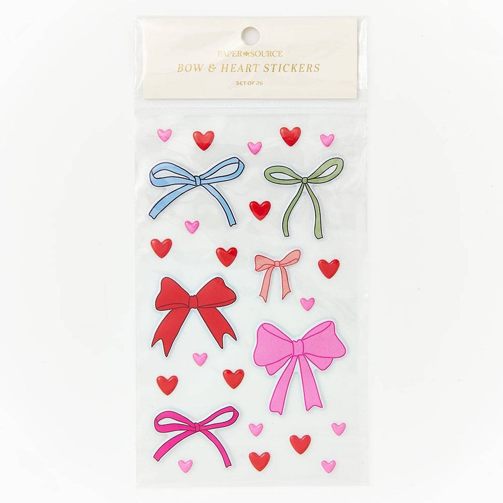 Flocked Velvet Bow and Heart Stickers