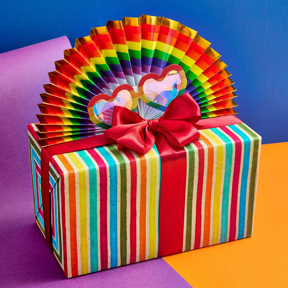 Rainbow Medium Paper Fan