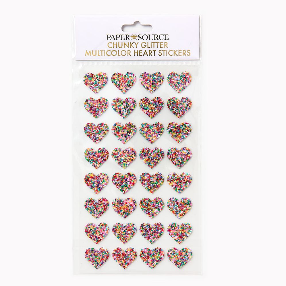 Chunky Glitter Multicolor Heart Sticker Sheet