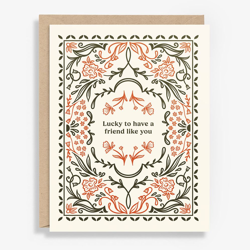 Lucky to Have You Floral Letterpess Friendship Card | Paper Source