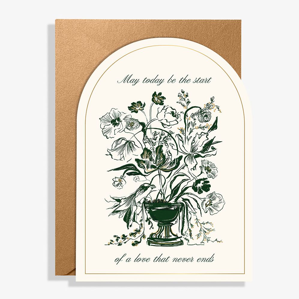 Romantic Bouquet Die Cut Wedding Card