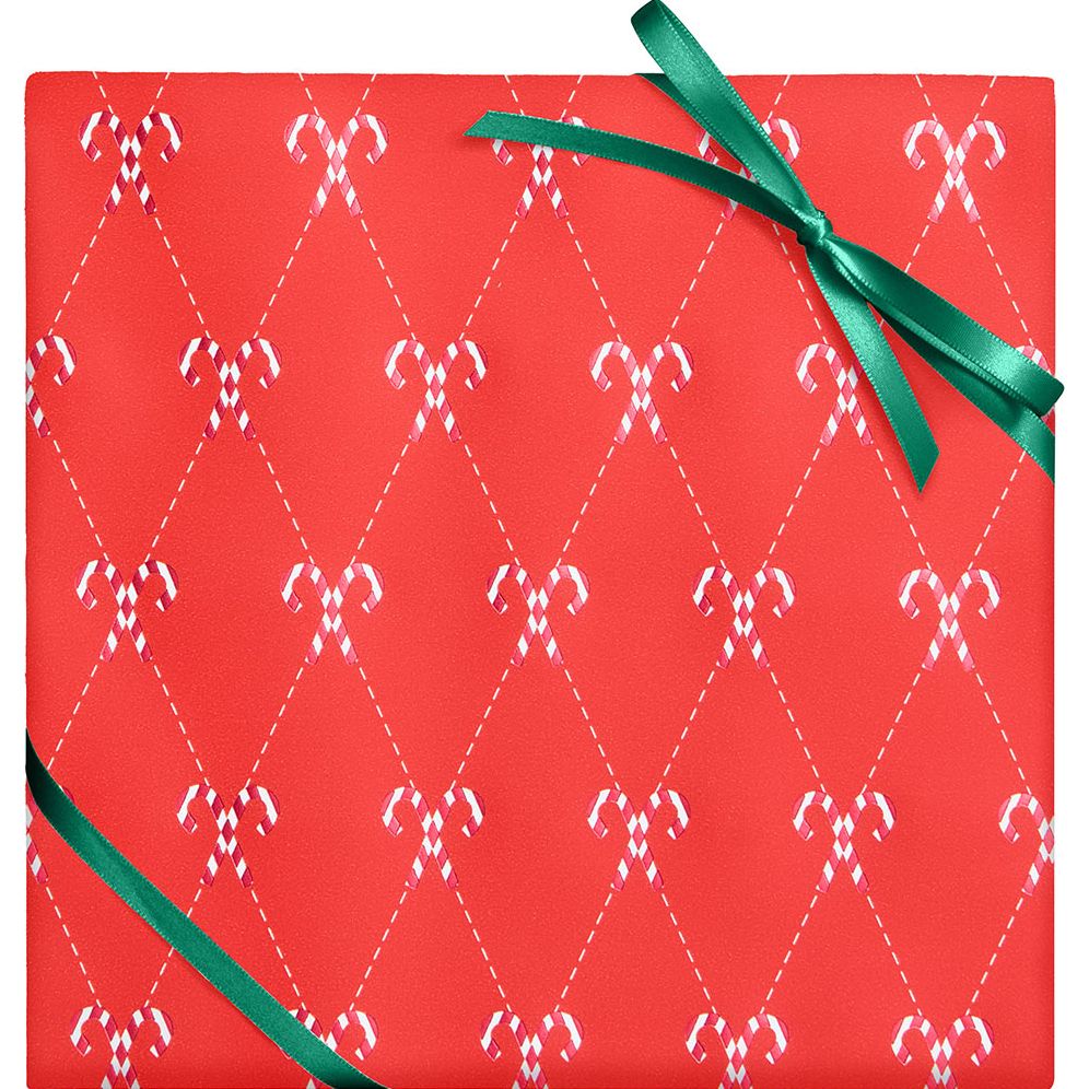 Candy Cane Argyle Stone Wrapping Paper