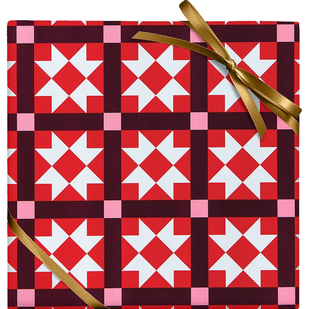 Red Quilt Textured Wrapping Paper