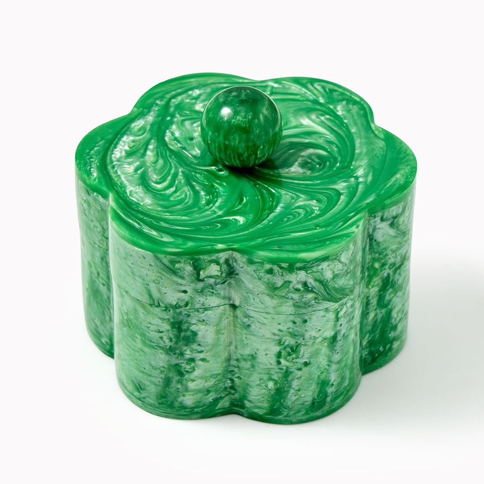 Marbled Resin Floral Trinket Dish