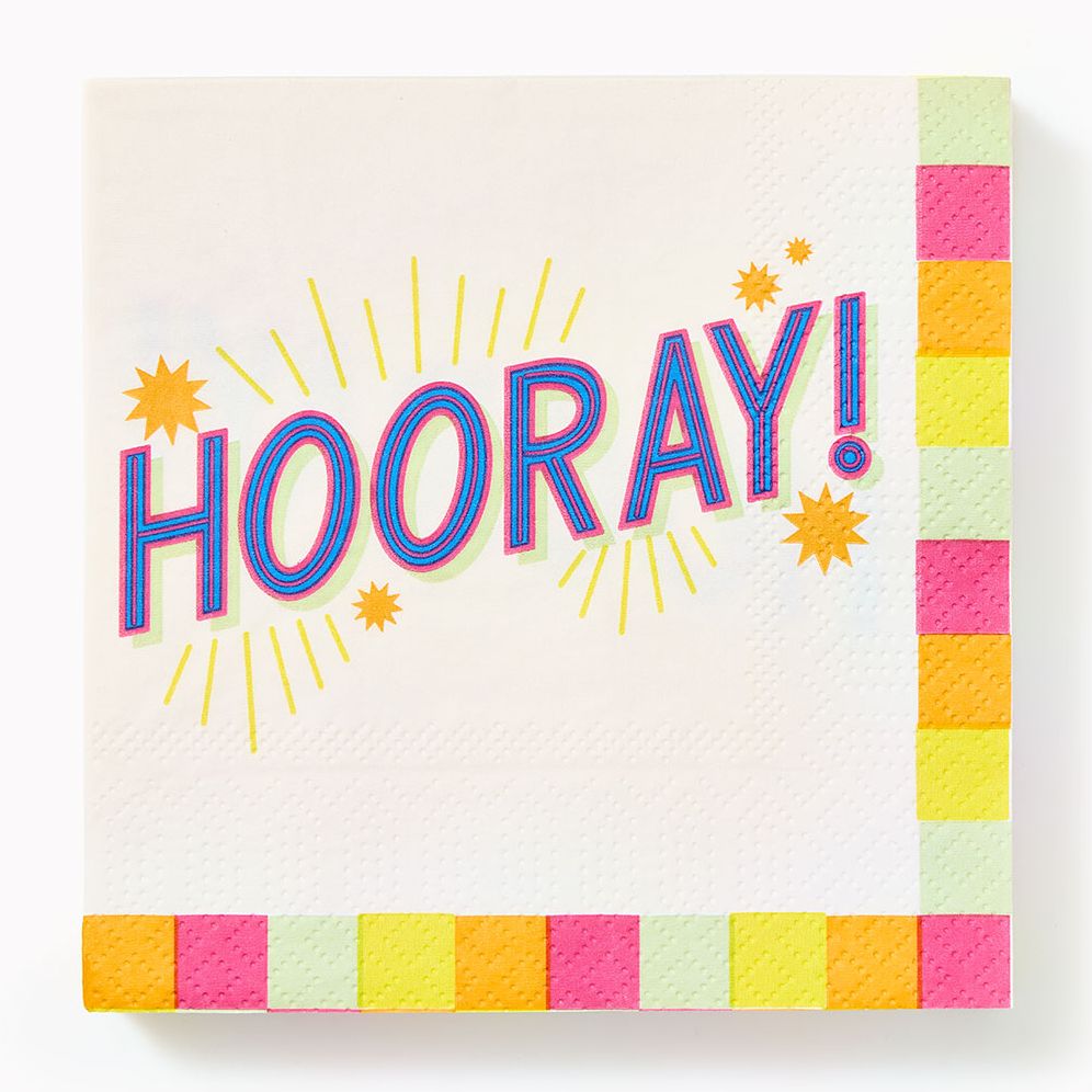 Checkered Hooray Cocktail Napkins Set of 20