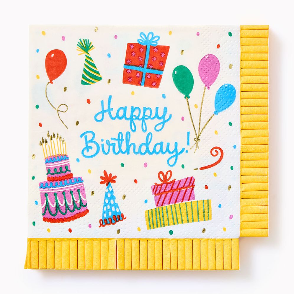 Birthday Icons Fringe Cocktail Napkin Set of 20