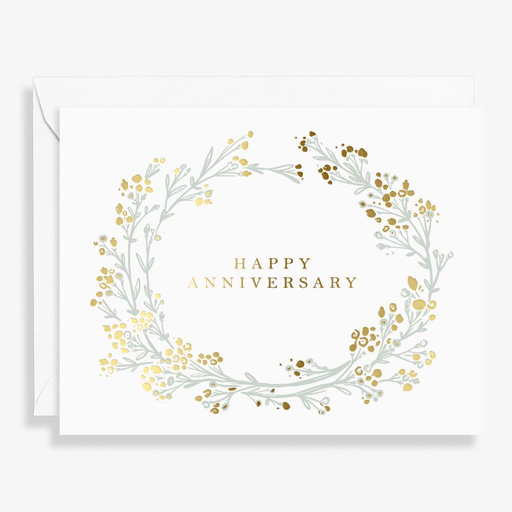 Floral Wreath Anniversary Letterpress Card