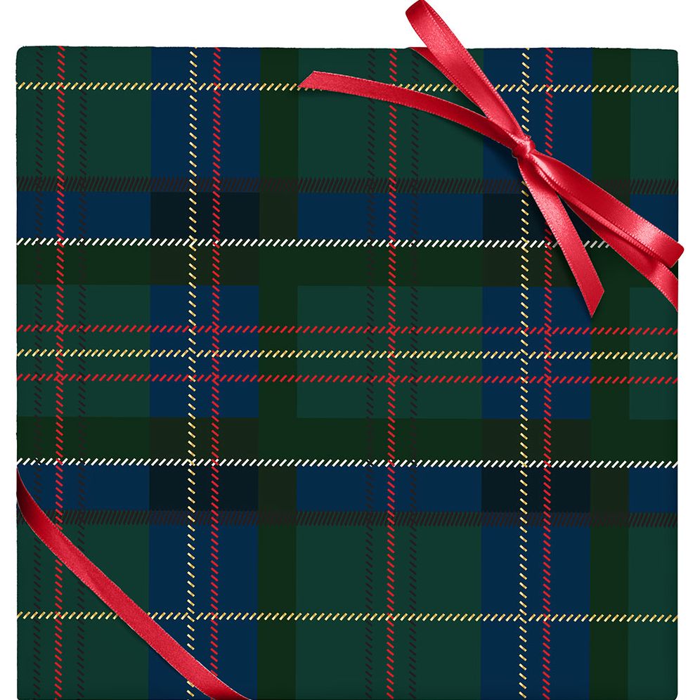 Green Holiday Plaid Stone Wrapping Paper