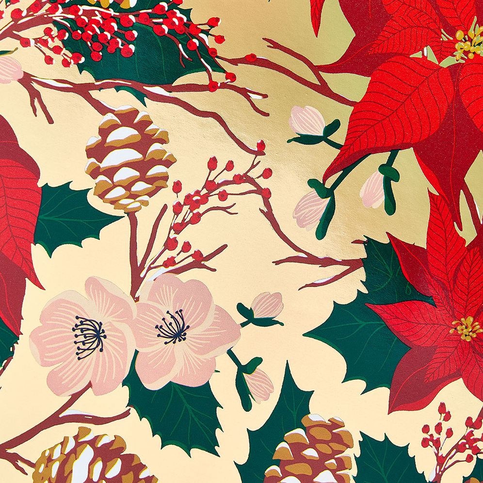 Winter Floral Foil Wrapping Paper