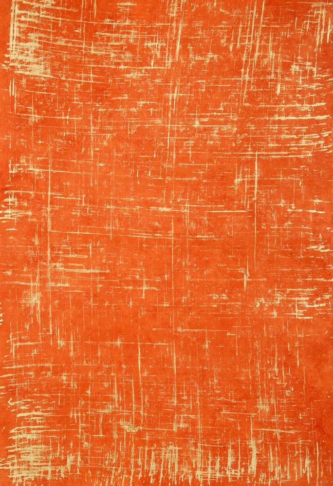 Gold Brushstroke on Bright Orange Handmade Paper