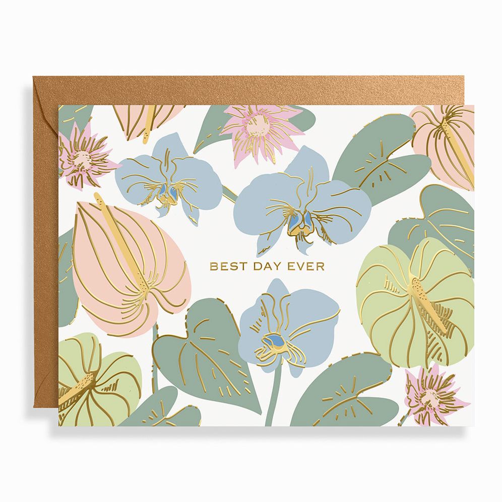 Best Day Ever Pastel Floral Wedding Card