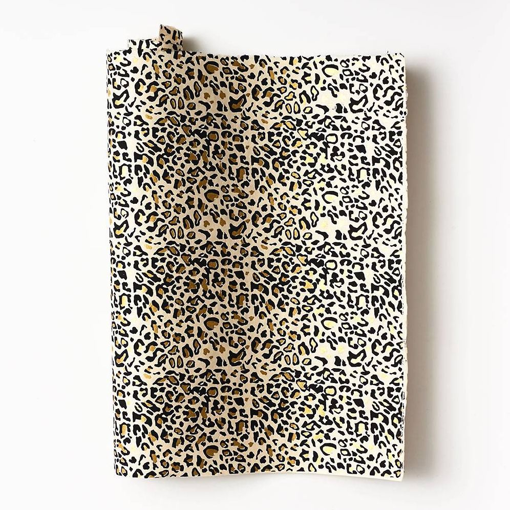 Gold Foil Cheetah Print On Cream Handmade Paper