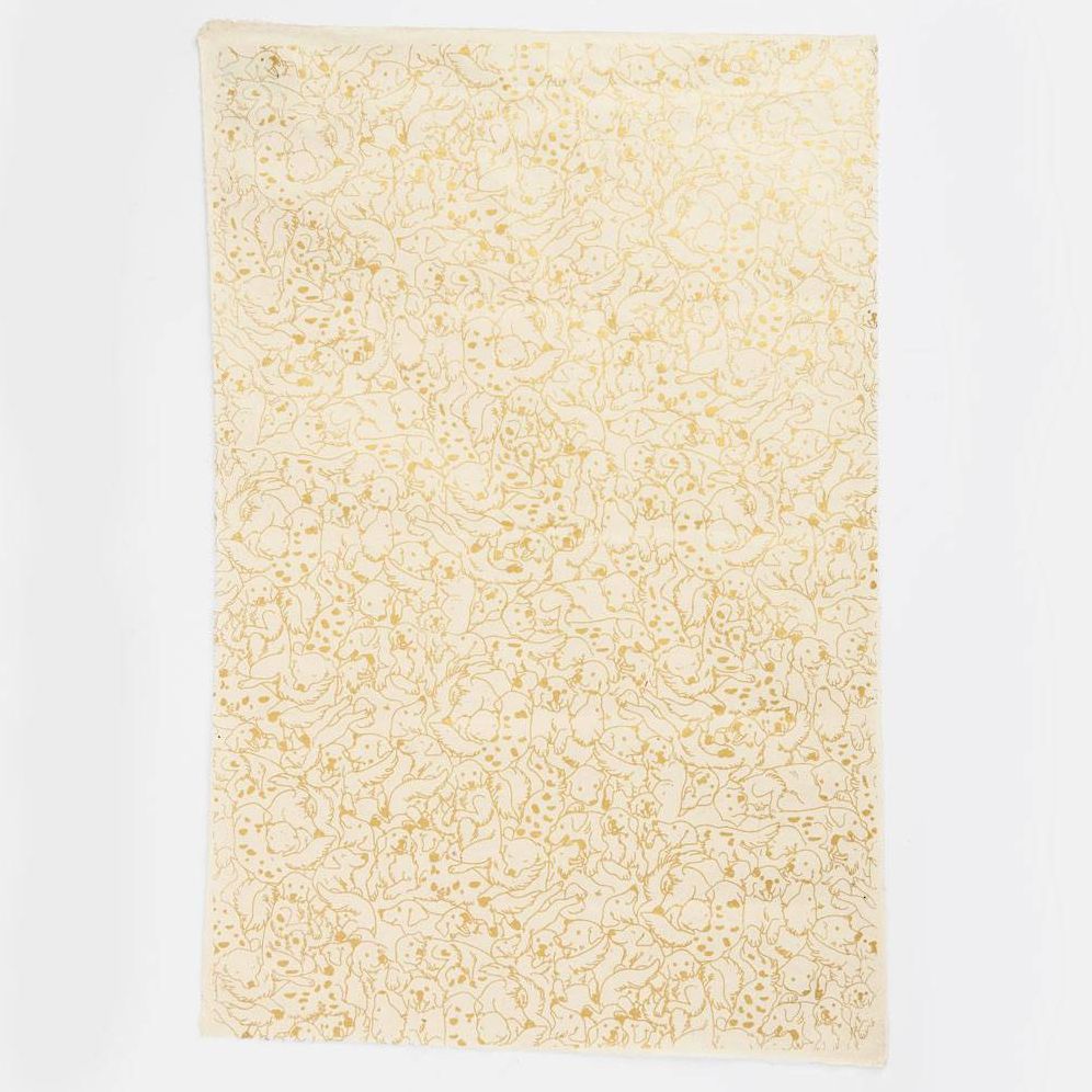 Golden Retrievers on Cream Handmade Paper