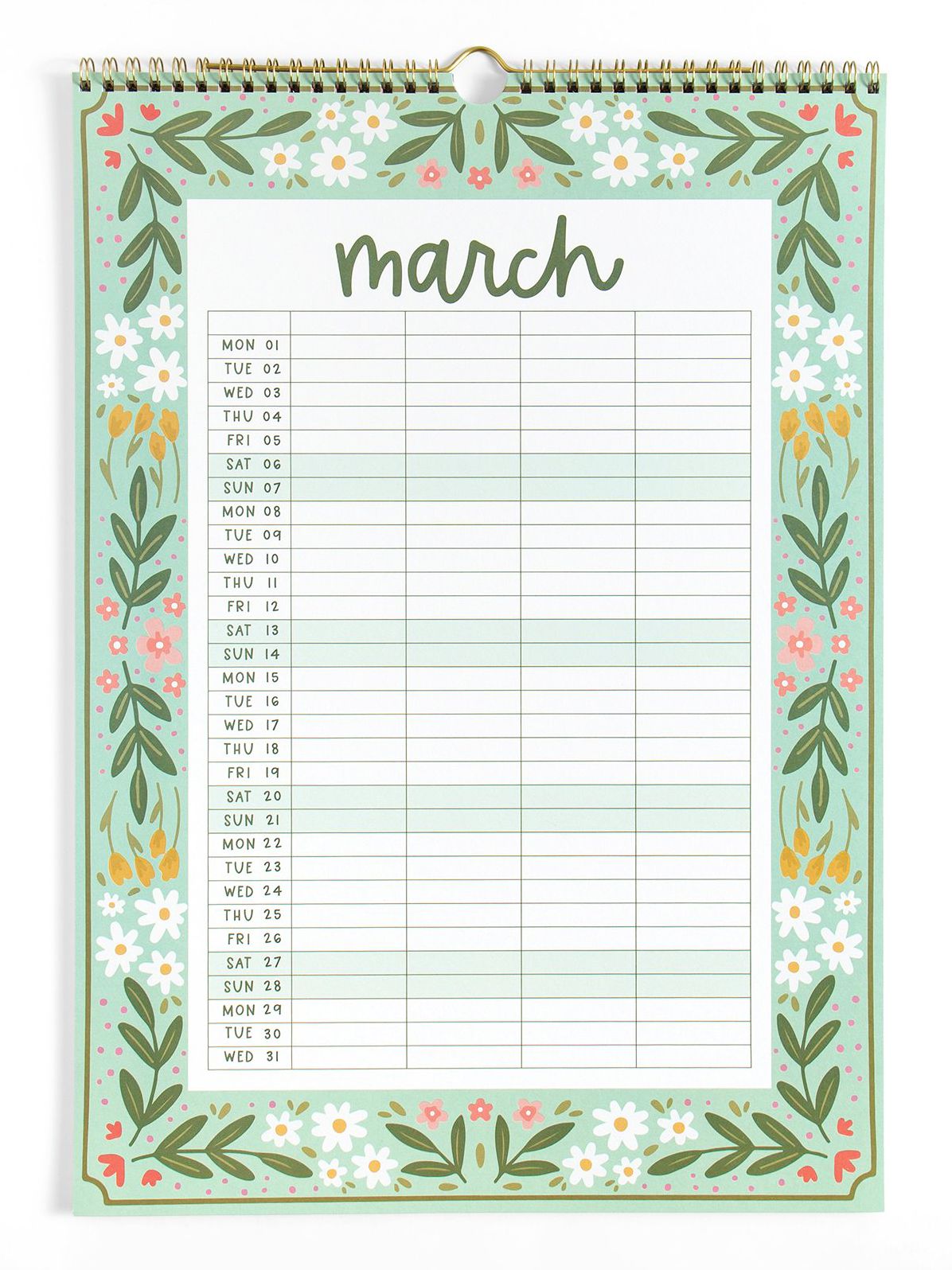 2027 Family Planning Floral Sprial Wall Calendar