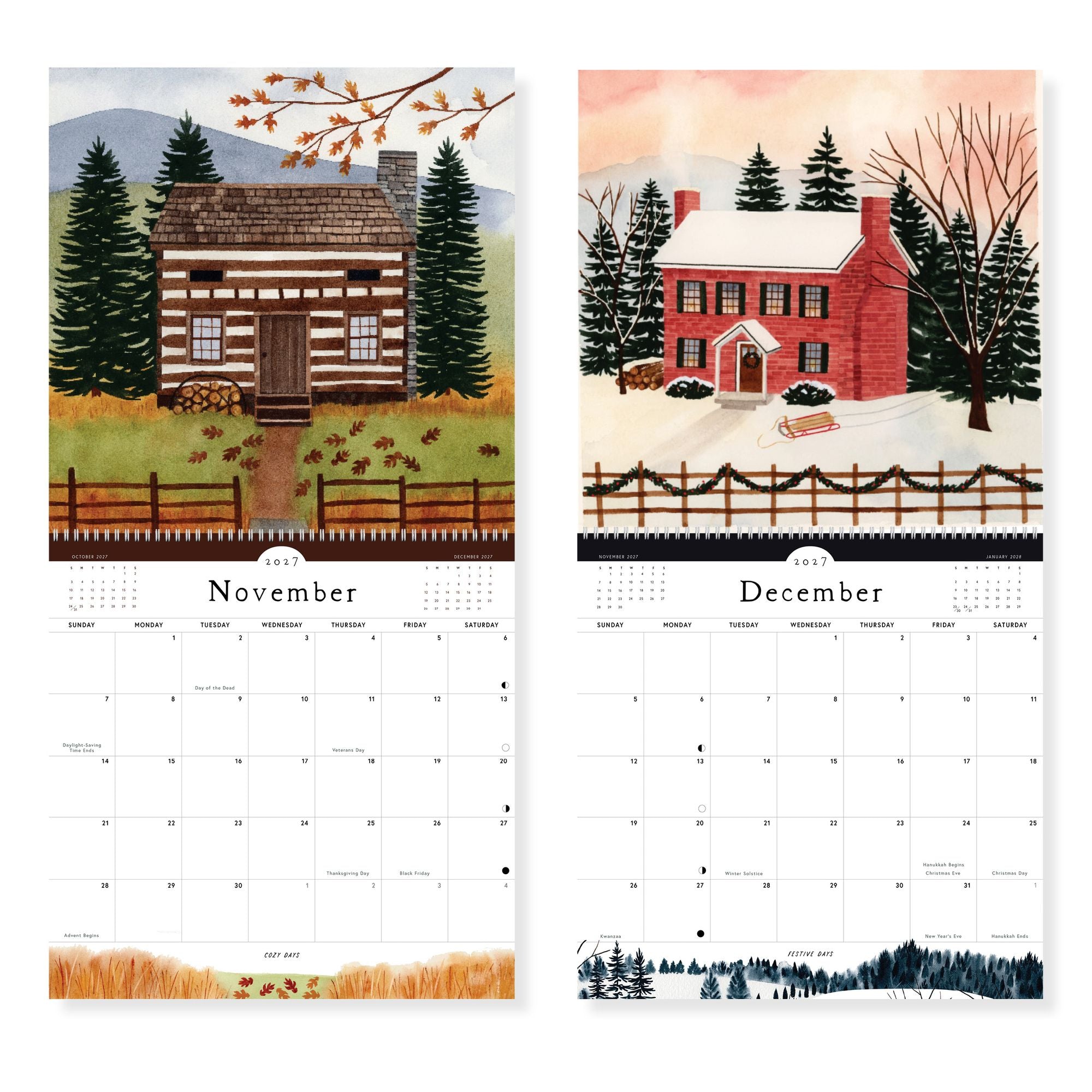 2027 Simple Days Watercolor Landscape Wall Calendar