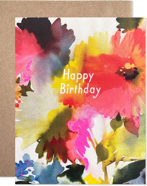 Water Color Dahliah Birthday Card