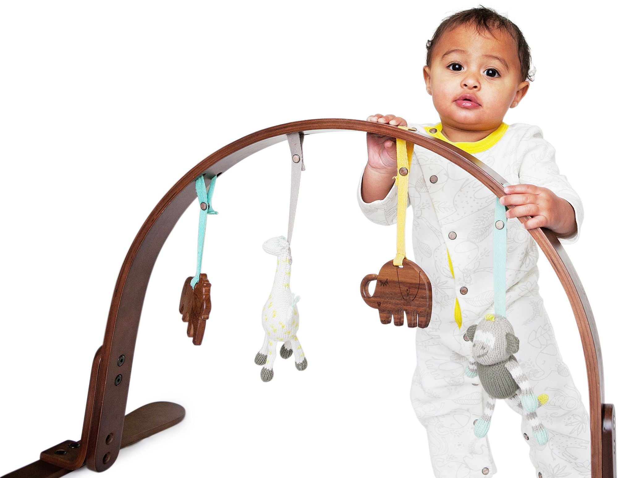 2 pc. Baby Organic Knit and Wood stroller and play toys