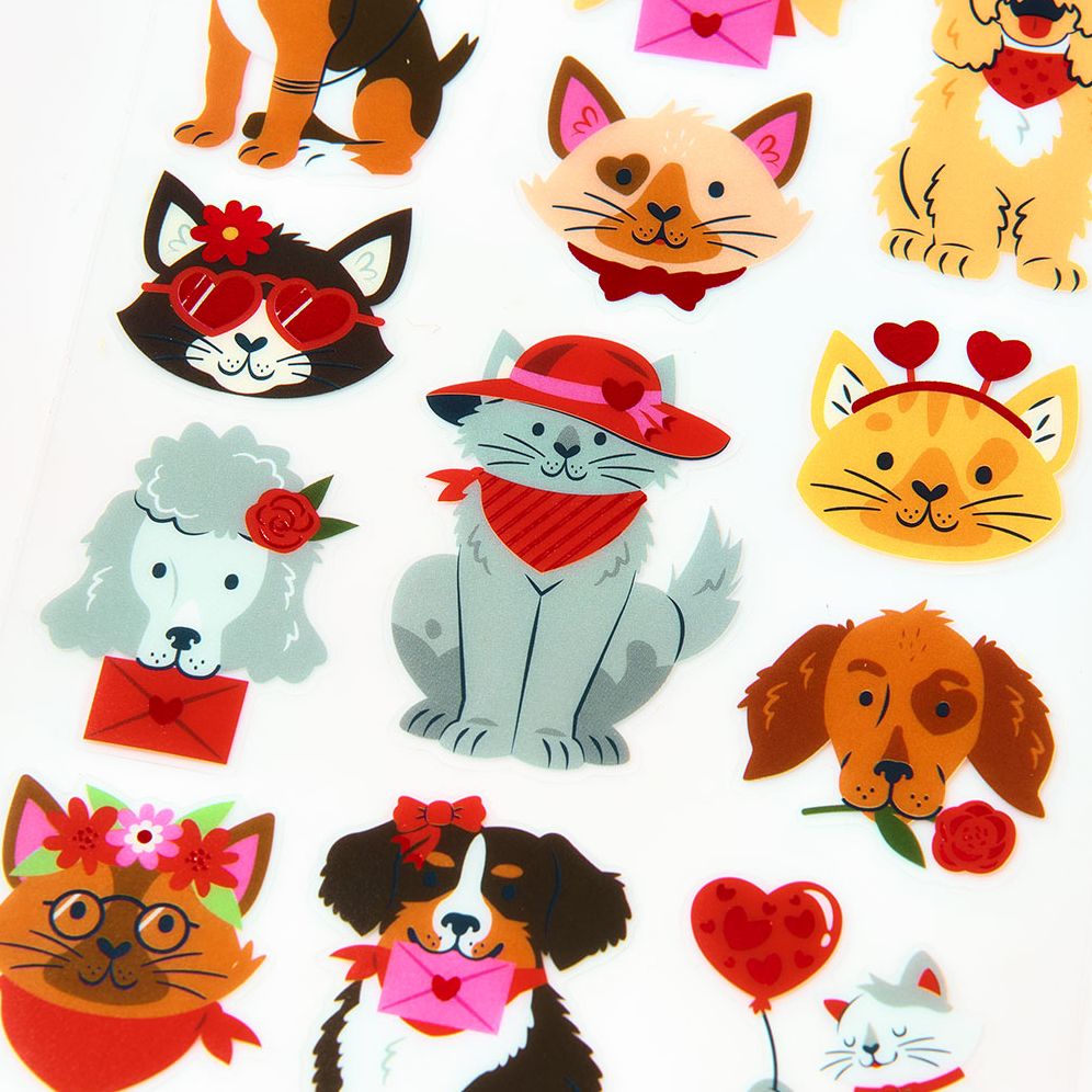 Valentine Cats & Dogs Sticker Sheet