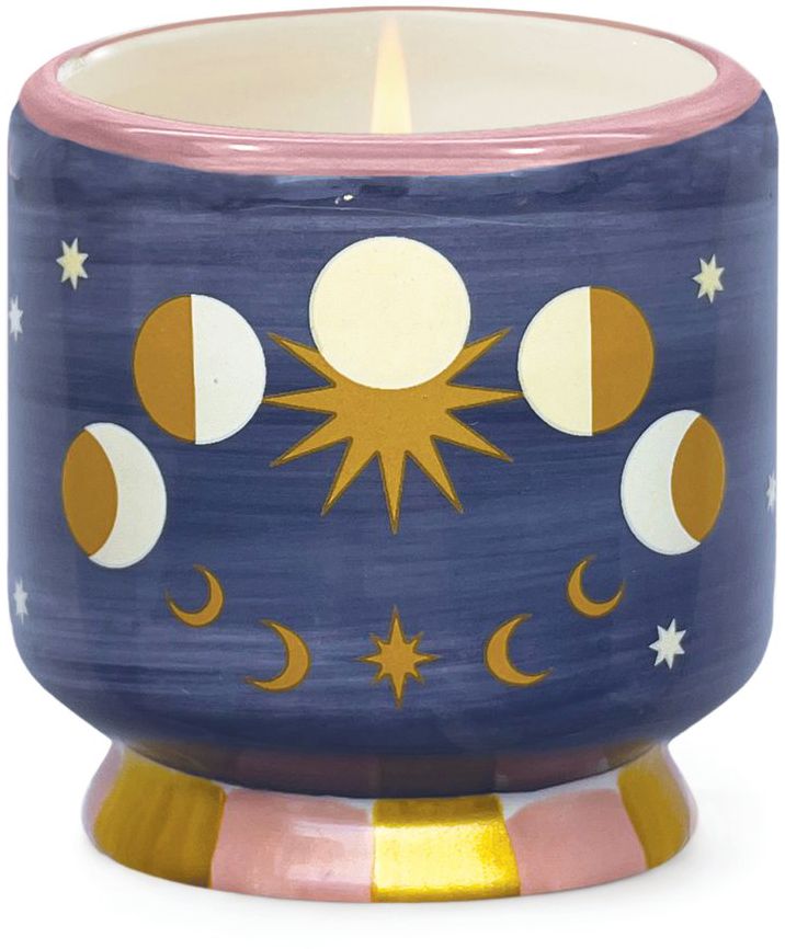 Moon Phases Ceramic Candle Jasmine and Rose 8 Oz