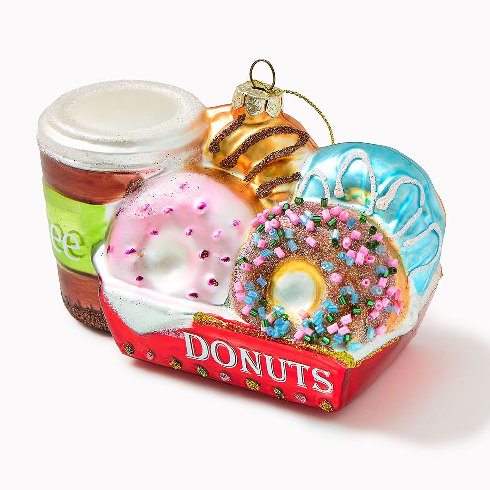 Coffee and Donuts Glass Ornament