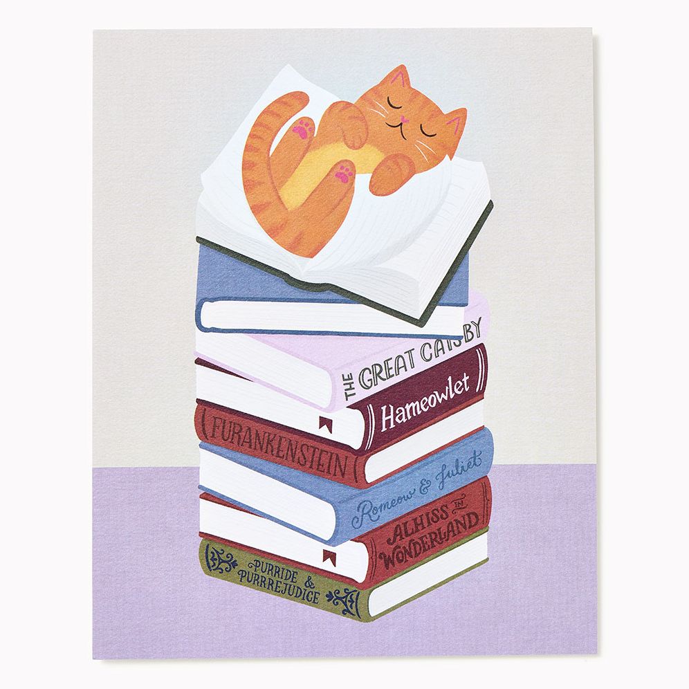 Cat Book 8x10 Art Print