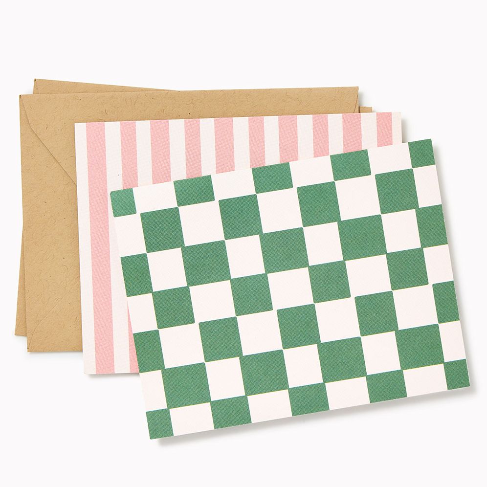 Assorted Checkered Stripe Correspondence Set of 10
