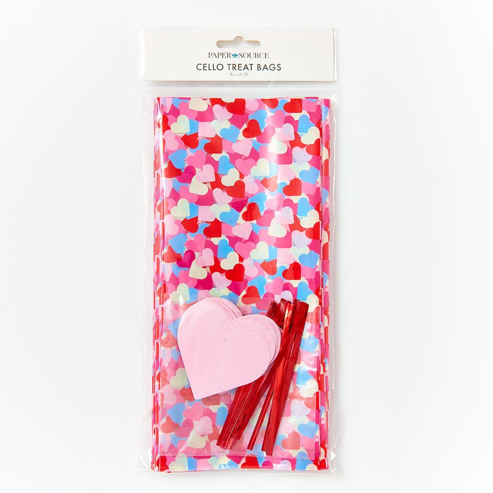 cello sleeves for cards Heart Confetti Cello Bags Set of 15